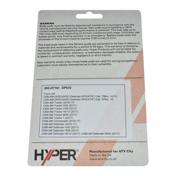 zoom Brake Disc Pads Front LH Can Am Traxter Commander Maverick 1 8573