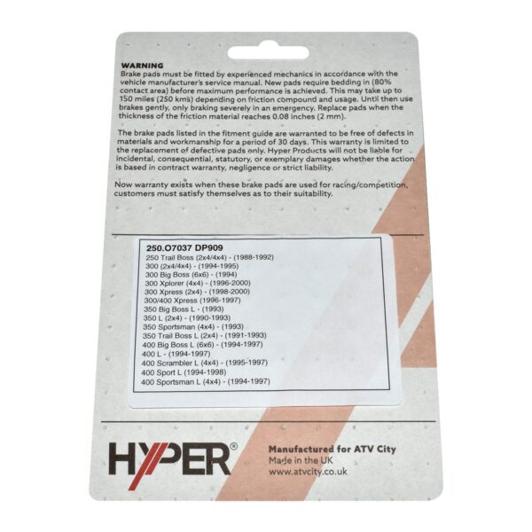 zoom Brake Disc Pads Rear Polaris E Ton 1 8740