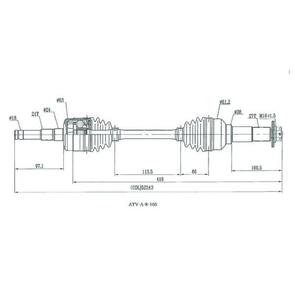 zoom Complete CV Shaft Yamaha Pn 610.YA8105 7288 1